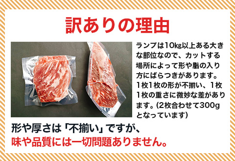 76-56A【訳あり】新潟県産牛（長岡産）ランプステーキ2枚（計300g）
