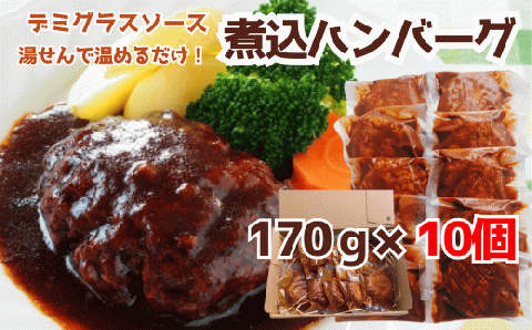 76-A4B湯せんで簡単！デミグラス煮込みハンバーグ 10個セット（170g×10個）