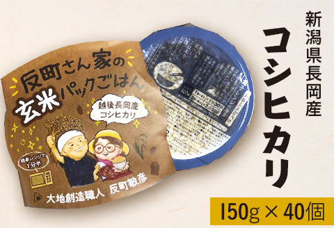 E1-31B新潟県長岡産コシヒカリ【玄米】パックご飯 150g×40個