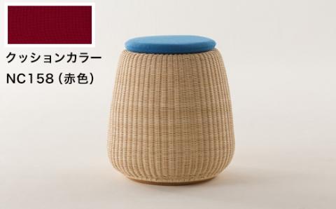 NC158B（赤色）籐スツール・クッション付