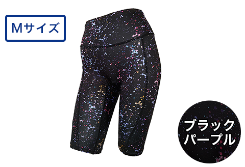 I4-58FA【カラー：ブラックパープル サイズ：M】A.A.TH for femtech/サニタリーハーフタイツ（プリント）（品番：AAP85FP2）