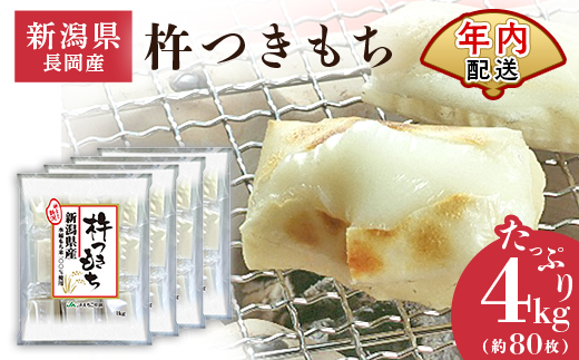 75M-14B【年内発送】新潟県長岡産杵つきもち4kg（約80切れ） 餅