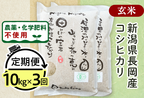 25-7G103【3ヶ月連続お届け】【玄米】新潟県長岡産「有機栽培」コシヒカリ10kg