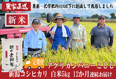J8-7N05Z【12ヶ月連続お届け】新潟県長岡産コシヒカリ5kg（特別栽培米）