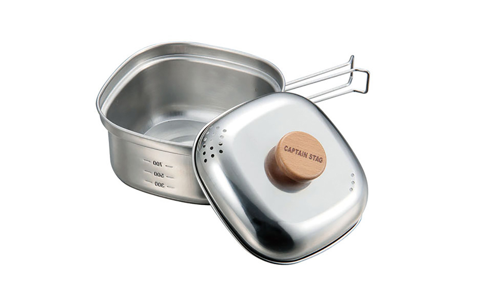 [CAPTAIN STAG]1～2人用 ステンレス角型ラーメンクッカー 1.3L (キャプテンスタッグ)　キャンプ用品　アウトドア【010P087】