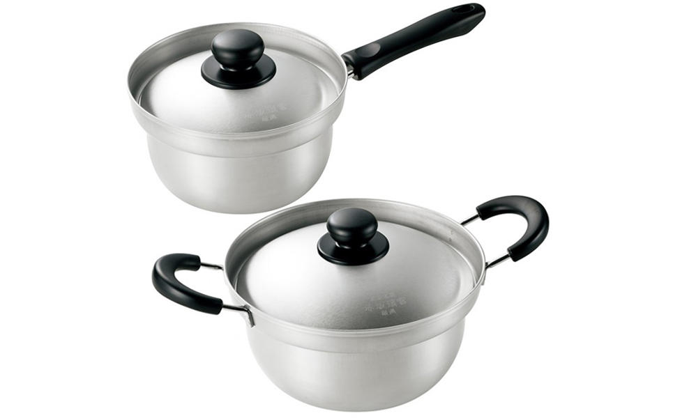 [赤坂璃宮] 厳選の調理道具 ステンレス鍋セット（両手鍋22cm・片手鍋18cm）【012P016】