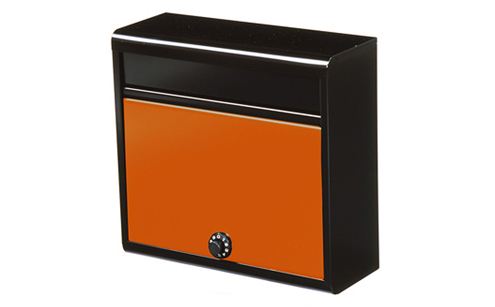 [グリーンライフ] 鍵付郵便ポスト（郵便受け） マットブラック/オレンジ【016P048】