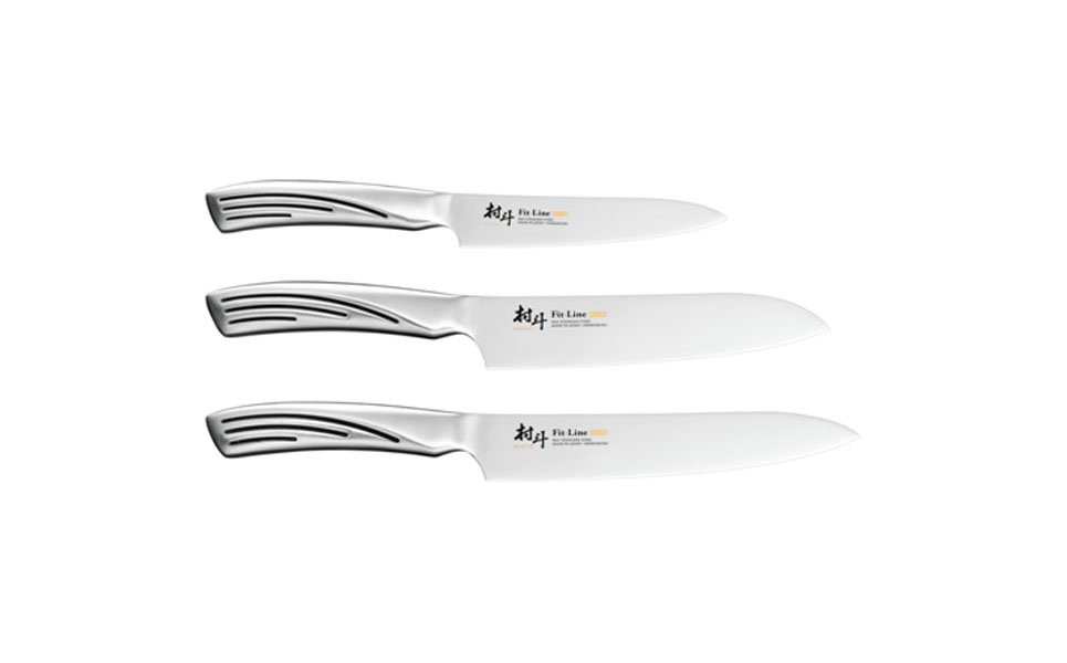 包丁3本セット 三徳包丁刃部16.5cm・牛刀刃部18cm・ペティナイフ刃部13cm 燕三条製 ステンレス 包丁 [村斗 Fit-Line](下村工業)【020P099】