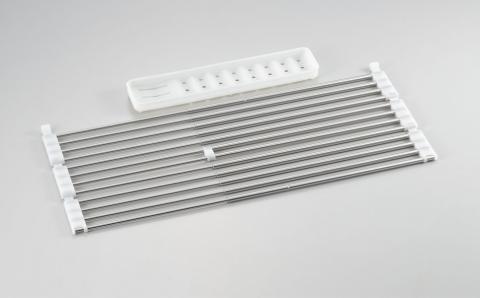 たためてしまえる伸縮水切り スリムタイプ カトラリーケース付【010P189】