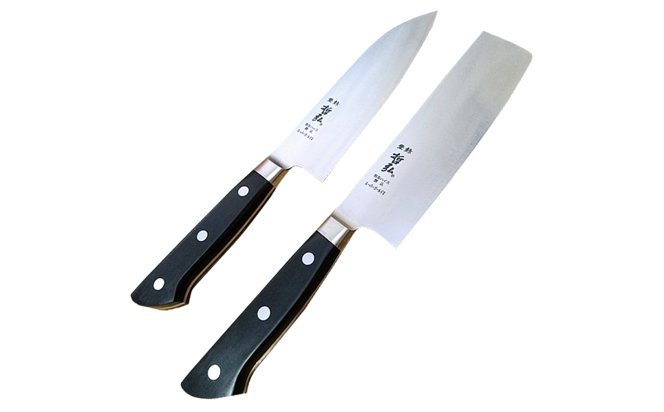[哲弘] 匠が作る包丁 庖丁2本セット（三徳包丁・菜切包丁）【055P003】