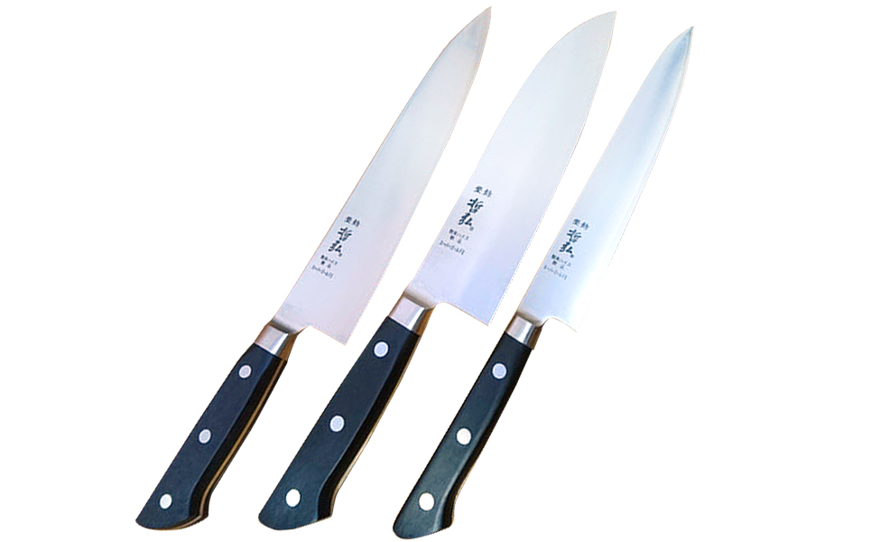 [哲弘] 匠が作る包丁 庖丁3点セット（牛刀・三徳包丁・ペティナイフ）【075P001】