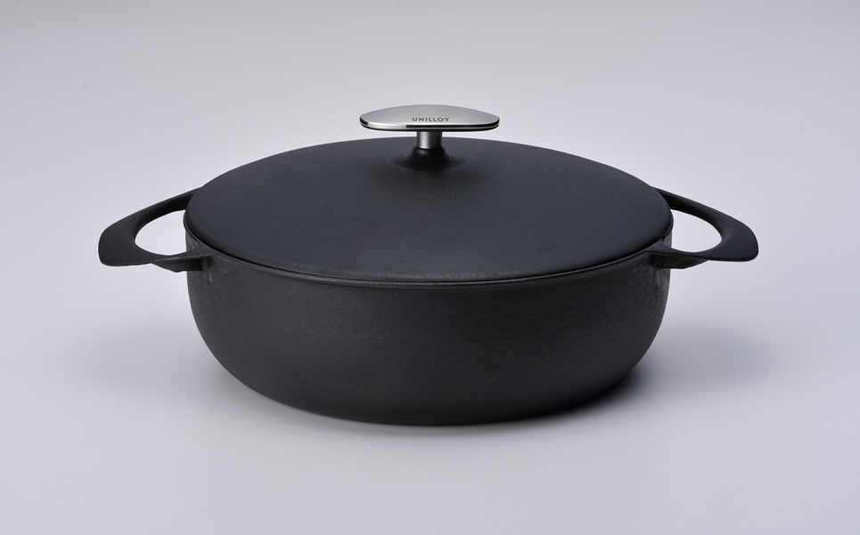 [UNILLOY（ユニロイ）] 浅型キャセロール（ホーロー鍋） 24cm くろがね【075P008】