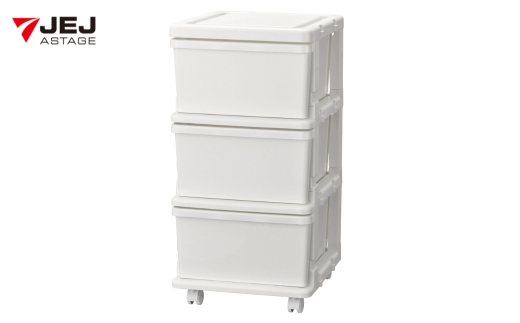 シーズユニット3段 WHホワイト 収納チェスト 幅35 奥行42 高さ63.3 引き出し シンプル 衣替え 新生活 リビングチェスト キャスター付き スリム ラック プラスチック 収納チェスト キャスター スリムチェスト 一人暮らし [JEJアステージ] 【010S447】