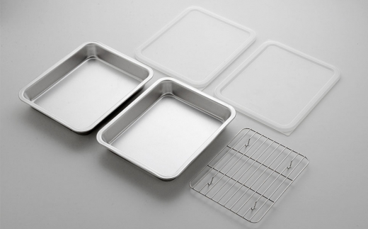 キズが目立ちにくい 蓋付きステンレスバットセット 調理器具 キッチングッズ キッチンツール ステンレス製 バット 網付き 燕三条製 新生活 一人暮らし 【011P009】