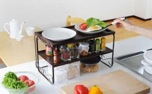 2WAYおぼん目隠しラック キッチン用品 キッチン収納 お盆 新生活 一人暮らし 【012S046】