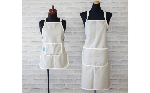 親子エプロンセット 無地 男女兼用 シンプル 動きやすい 丈夫 キッズ おそろい ベージュ [+salt (プラスソルト)] 【013S064】