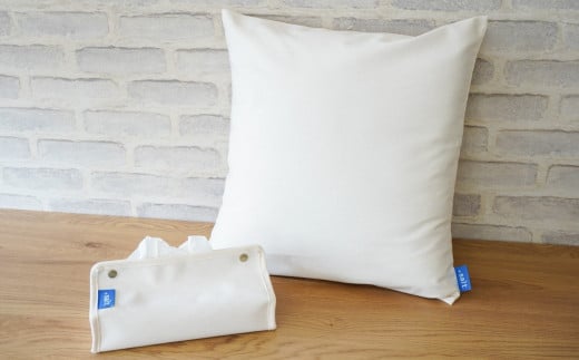 クッションカバー＆ティッシュボックスケース キナリ シンプル 丈夫 国産帆布 [+salt (プラスソルト)] 【013S065】