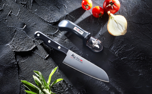 村斗SHARP 三徳・ダイヤキレックス（包丁研ぎ器）セット 万能包丁 研ぎ器 簡単 キッチン用品 調理器具 新生活 燕三条製 [下村工業] 【013S107】