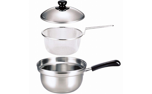 ゆで名人 ザル付片手鍋20㎝ キッチン用品 なべ 200mm 燕三条製 【014S051】