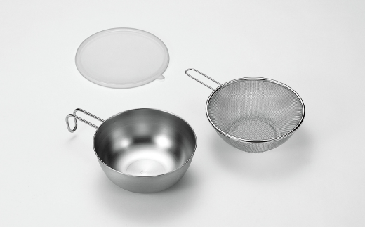 手付きボウル18cm・手付きザル・シリコン蓋付 キッチン用品 キッチングッズ ステンレス製 燕三条製 新生活 一人暮らし【014S091】