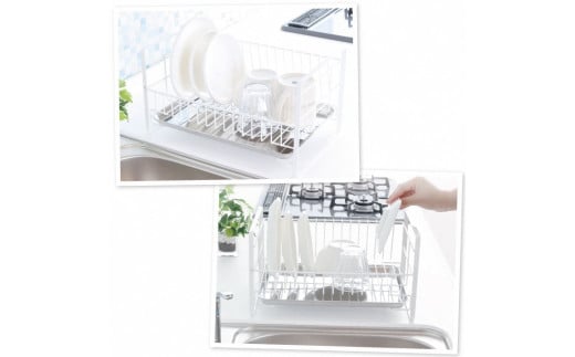 コンパクトな水切りラック pieni ホワイトタイプ キッチン用品 キッチン収納 水切りカゴ 燕三条製 [川口工器]【017S059】