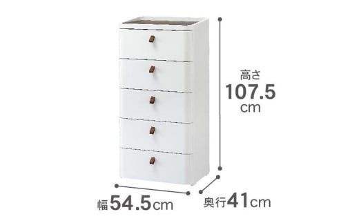 ロイヤルドロアー 545 幅54cm 5段 スリムタイプ アースホワイト squ+ 収納ケース 家具 キッチン 新生活 一人暮らし 【035S005】