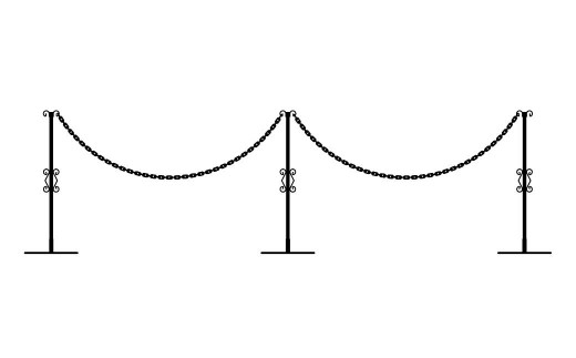 重なるチェーンスタンド3本組 燕三条製 防犯 チェーンポール 園芸 玄関エクステリア [株式会社オビタス] 【035S008】