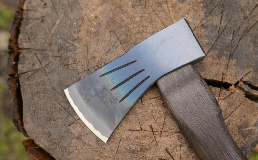 割込小斧600g 焼曲柄 斧 オノ 薪割り 燕三条 キャンプ用品 アウトドア用品 [水野製作所]【054S004】