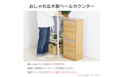 木製2分別ダストボックス（ナチュラル）おしゃれ インテリア 収納スペース ゴミ箱 完成品 燕三条製 [川口工器]【069S002】