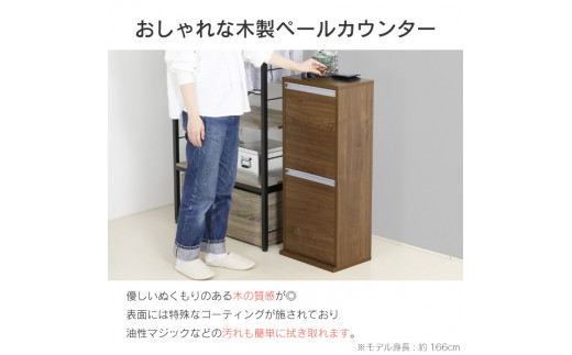 木製2分別ダストボックス（ブラウン）ゴミ箱 おしゃれ インテリア 完成品 燕三条製 [川口工器]【069S003】