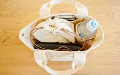 オリジナルミニトートバッグ 17cm × 19cm × 16cm 帆布 無地 ドリンクホルダー ポッケ付き シンプル 丈夫 [+salt (プラスソルト)] 【011S079】