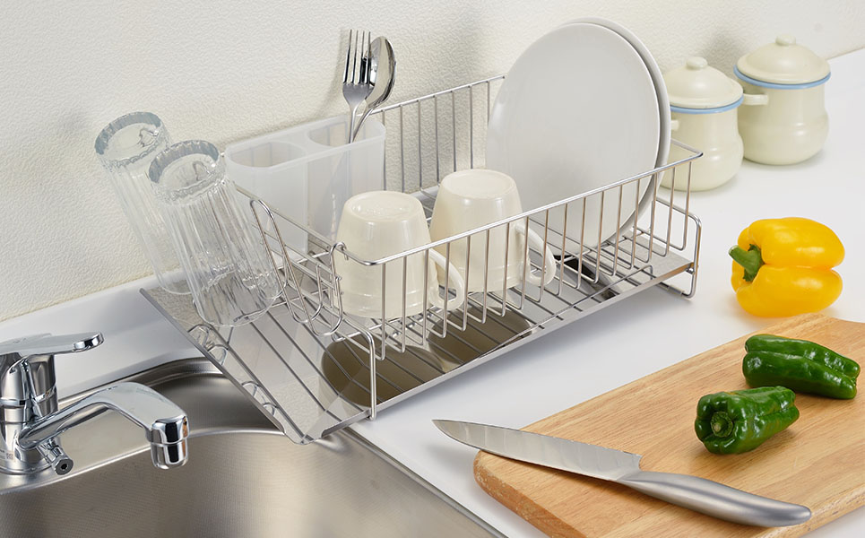 斜めに流れる1段水切り 右置き用 ステンレス製水切りカゴ 燕三条製 [ビーワーススタイル]【013P043】