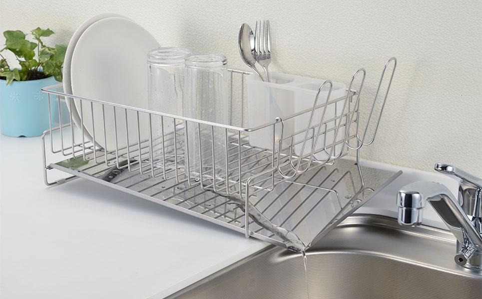 斜めに流れる1段水切り 左置き用 ステンレス製水切りカゴ  燕三条製 [ビーワーススタイル]【013P044】