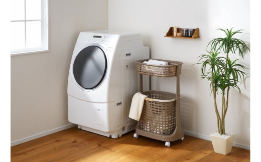 2段ランドリーバスケット ココアブラウン E-style (イースタイル) 洗濯カゴ 脱衣かご 洗濯物入れ 衣類 ランドリー 新生活 一人暮らし 10000円以下 1万円以下 【010S048】