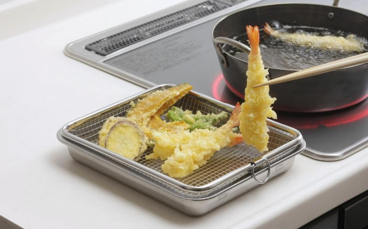 蓋付ステンレスバット・油切りザルセット ステンレス製 キッチン用品 燕三条製 [下村企販株式会社] 【010S334】