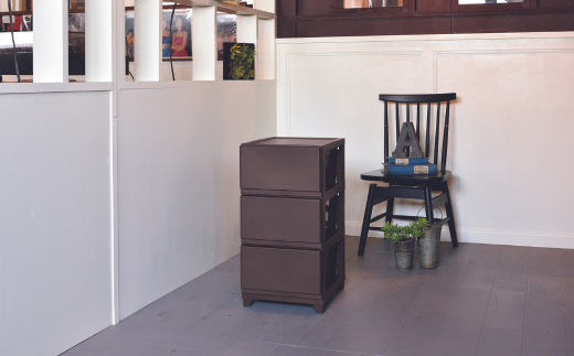 デコニーシーヴォ 3段 ダークブラウン チェスト 収納ボックス 衣装ケース 収納ケース 幅35 奥行40 新生活 一人暮らし [JEJアステージ]【011S139】