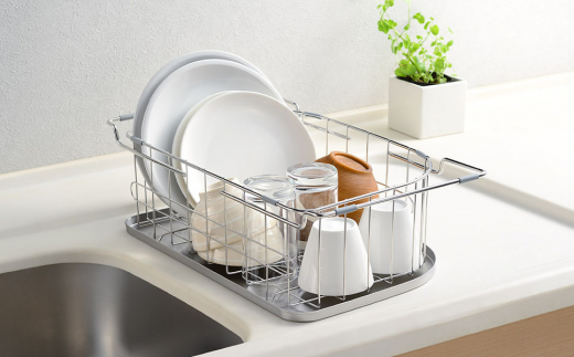 深型水切りカゴ シンク内でも使えるトレー&水切りで調理スペースが広がる [leye]【012P050】