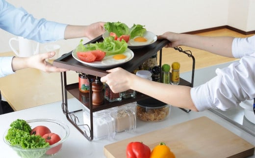 2WAYおぼん目隠しラック キッチン用品 キッチン収納 お盆 新生活 一人暮らし 【012S046】