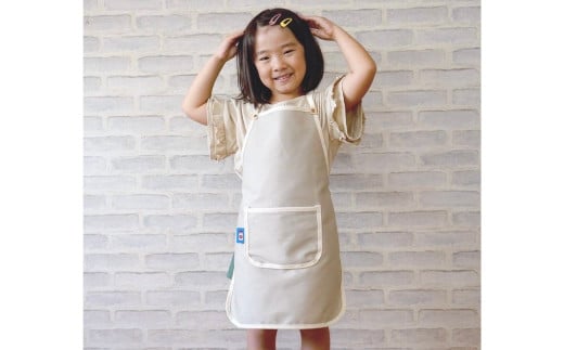 親子エプロンセット 無地 男女兼用 シンプル 動きやすい 丈夫 キッズ おそろい ベージュ [+salt (プラスソルト)] 【013S064】