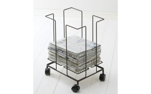 新聞ストッカー キャスター付 ブラウン そのまま縛れる 燕三条製 おしゃれ シンプル 収納【017S030】