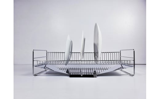 [燕三条水切り直販店] スリム 水切りラック ステンレス 57cmタイプ 水切りかご トレー付き 燕三条製【020S004】