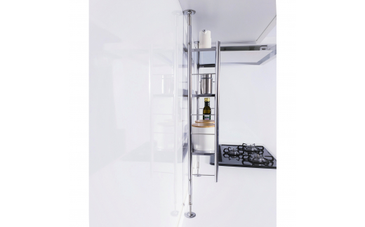 [燕三条水切り直販店] 突っ張り式 ステンレス 調味料ラック スリムタイプ スパイスラック 燕三条製 キッチン用品 キッチングッズ【026S001】