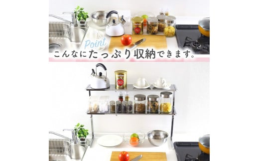 シンク上カウンターラック 2段 スリム 収納スペース 収納棚 キッチンラック キッチンツール インテリア 調味料ラック 組立品 おしゃれ シンプル 省スペース 隙間収納 小物収納 [川口工器]【033S009】