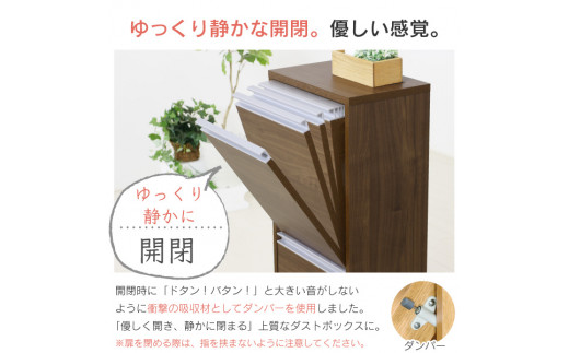 木製2分別ダストボックス（ブラウン）ゴミ箱 おしゃれ インテリア 完成品 燕三条製 [川口工器]【069S003】