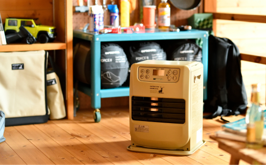 [キャプテンスタッグ×コロナ] 石油ファンヒーター ベージュ 7～9畳用 ポータブルバッテリー対応 ポータブル電源対応 アウトドア用品 キャンプ用品 暖房 屋外使用 灯油ストーブ FH-CP25CS 【079S003】