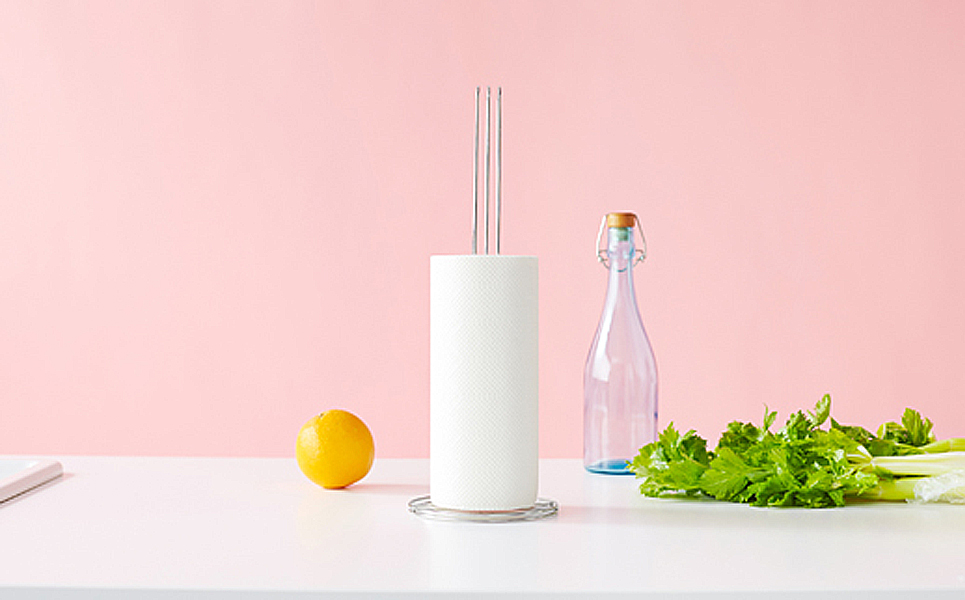 おしゃれなステンレス製キッチン用品 キッチンペーパーホルダー シルバー[ハナウタ] 【010P008】