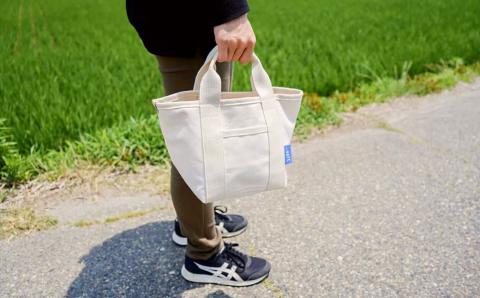 オリジナルミニトートバッグ 17cm × 19cm × 16cm 帆布 無地 ドリンクホルダー ポッケ付き シンプル 丈夫 [+salt (プラスソルト)] 【011S079】