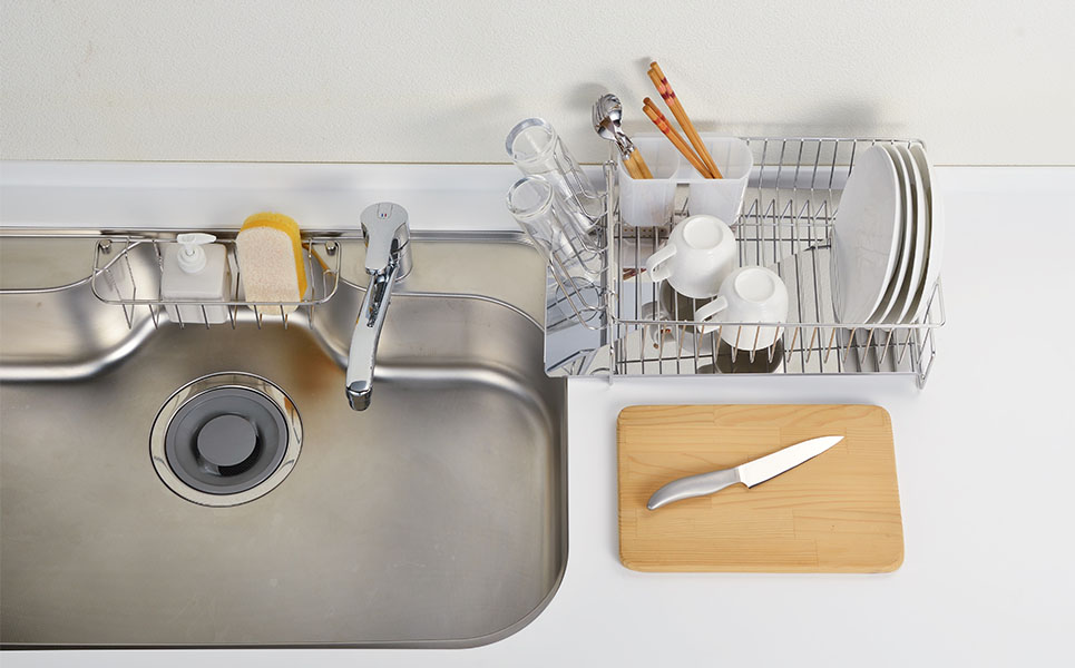 斜めに流れる1段水切り 右置き用 ステンレス製水切りカゴ 燕三条製 [ビーワーススタイル]【013P043】