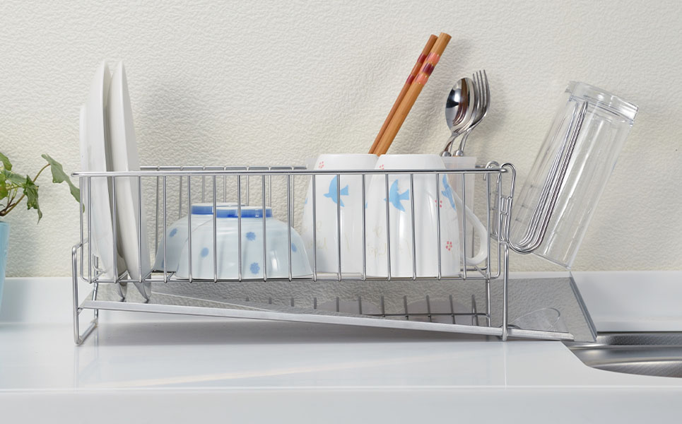 斜めに流れる1段水切り 左置き用 ステンレス製水切りカゴ  燕三条製 [ビーワーススタイル]【013P044】