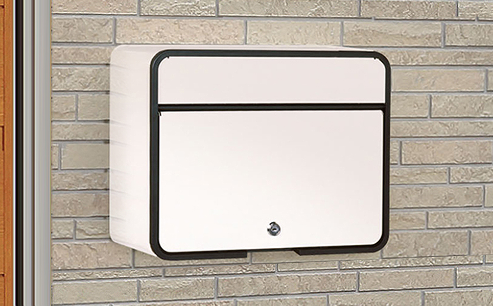 [グリーンライフ] 鍵付スチール郵便ポスト（郵便受け） マットアイボリー【015P014】